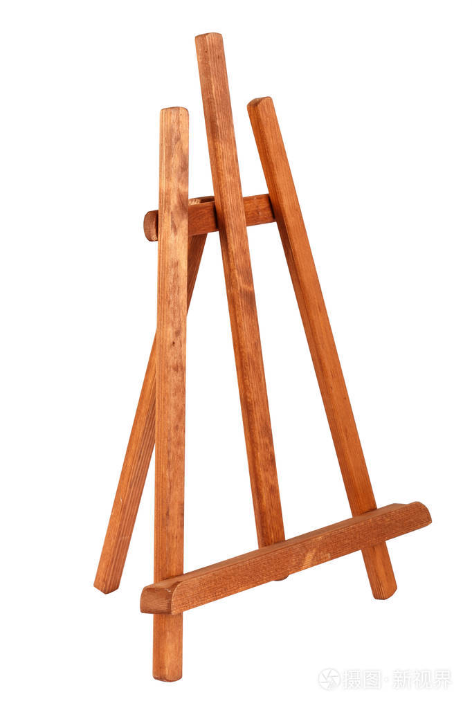 木制的画家画架上白色孤立学院三脚架