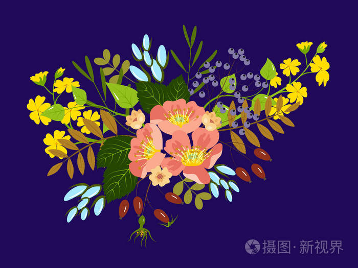 花朵和浆果花束