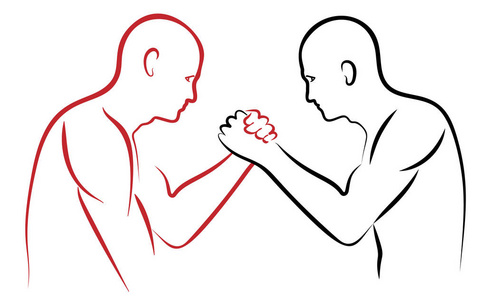 摔跤剪影手臂摔跤矢量图红色和黑色剪影照片