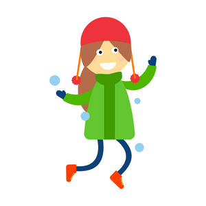 女孩肖像开心年轻表达的可爱少年漫画人物小小孩平面矢量图