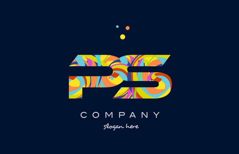 ps p s 多彩字母表字母标志图标模板矢量照片