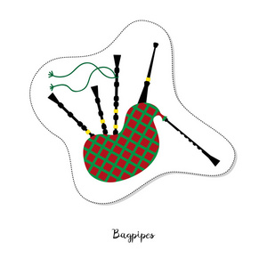 卡通贴纸与白色背景上的风笛图片