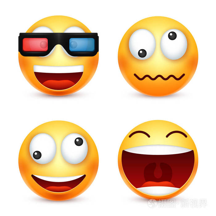 3d 的真实表情.有趣的卡通人物.心情.web 图标.矢量图