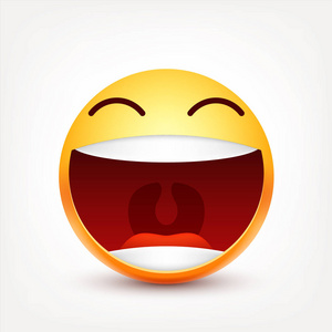 笑脸,笑脸图释.黄色的脸与情感.面部表情.3d 的真实表情.