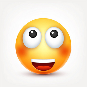 笑脸,笑脸图释.黄色的脸与情感.面部表情.3d 的真实表情.