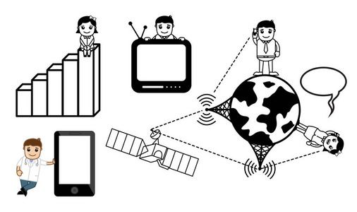商业通信卡通套图片