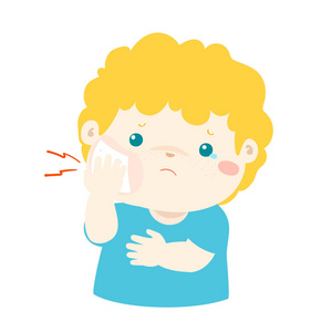 小男孩有牙痛卡通矢量卡通牙可爱卡通人物的牙齿特征呈现出龋病发展的