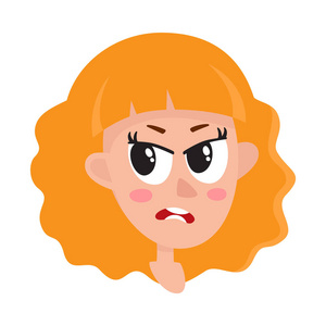 漂亮的金发女人,愤怒的面部表情插画