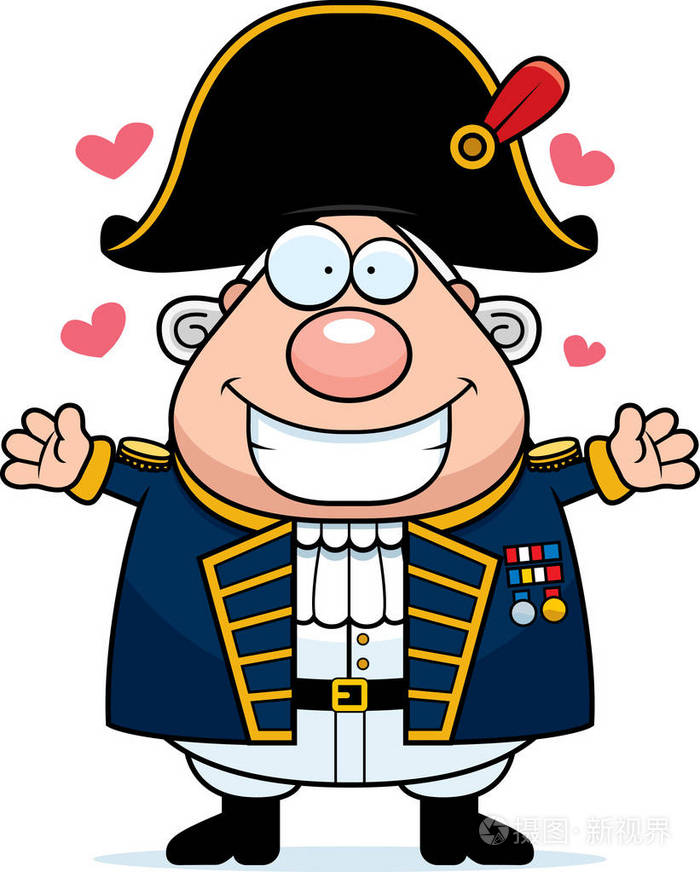 卡通英国海军上将拥抱