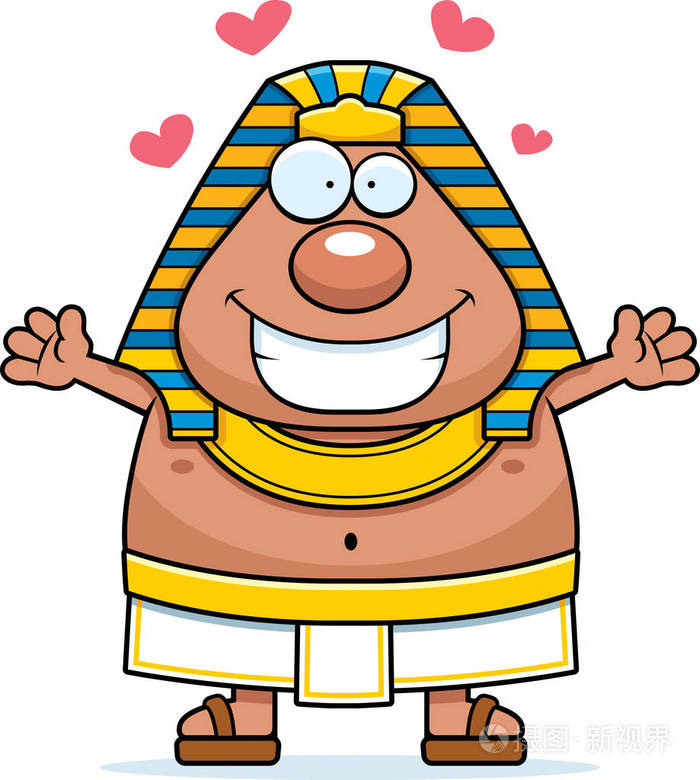 卡通埃及法老的拥抱