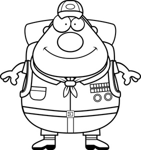 卡通的童子军领队背包插画