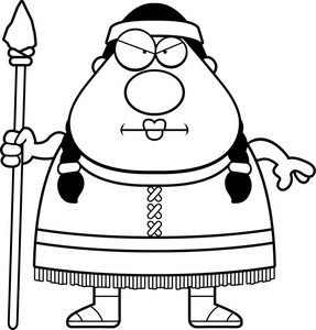 卡通美国原住民矛插画