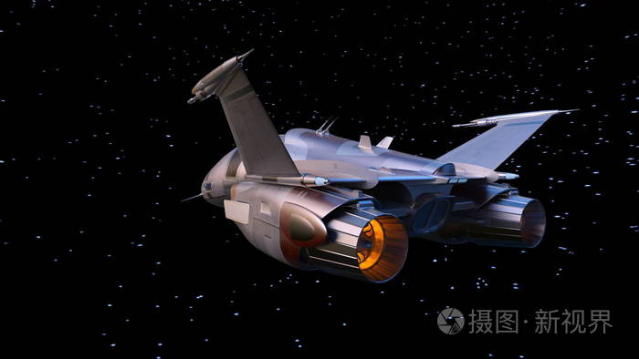 一艘宇宙飞船3dcg渲染