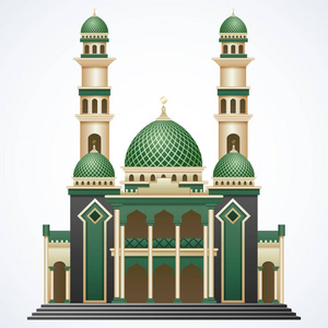 绿色清真寺图片-绿色清真寺素材-绿色清真寺插画-摄图新视界