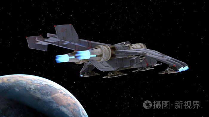 一艘宇宙飞船3dcg渲染