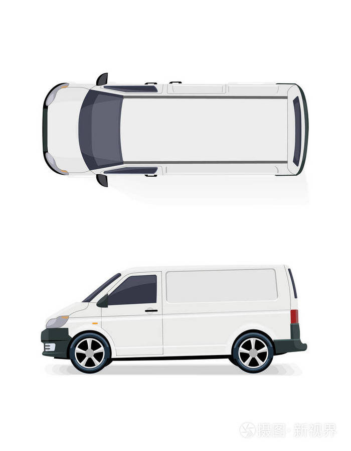 侧面和顶视图.绘图网格而不是一个渐变的容量.白色背景上的孤立.插图