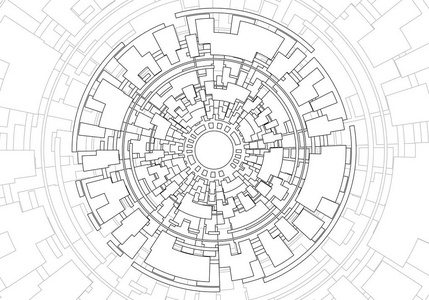 抽象的黑色线未来科技现代上白色背景矢量图照片