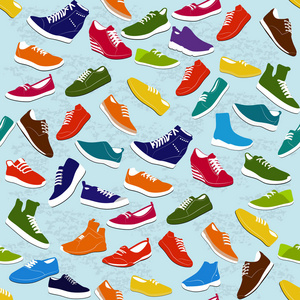 与现代运动鞋在浅色背景上的无缝图案照片
