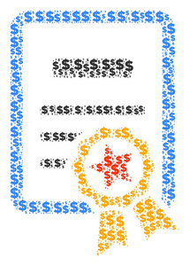 美元和点数的证书组成图片