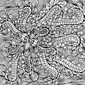 纺织线条玫瑰花藤手工画的抽象花型,线条,叶子照片