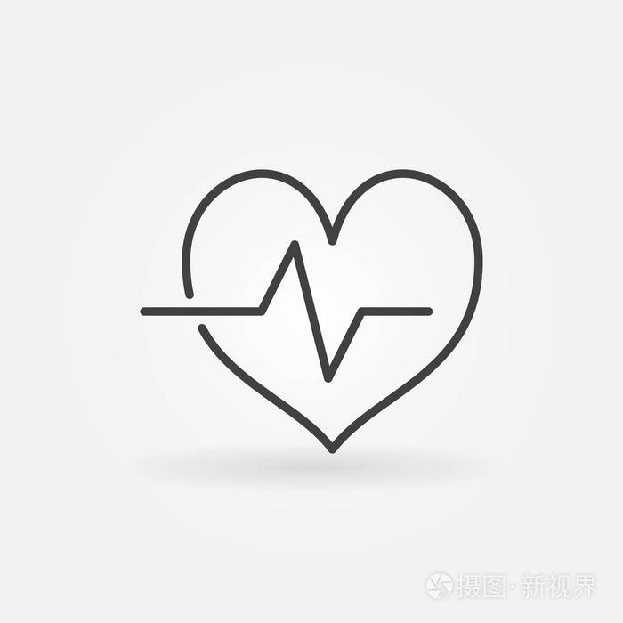 心脏循环轮廓图标矢量心跳线符号