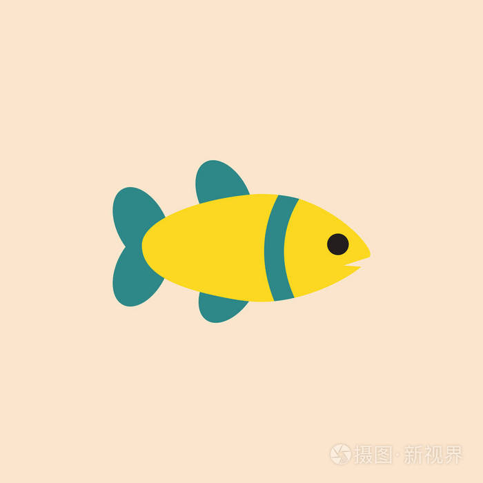 矢量水族馆鱼轮廓插图彩色卡通平坦水族馆鱼图标为您的设计