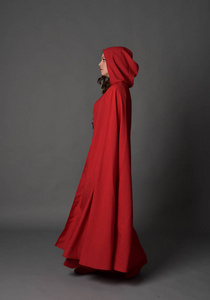 穿红色斗篷背影图片