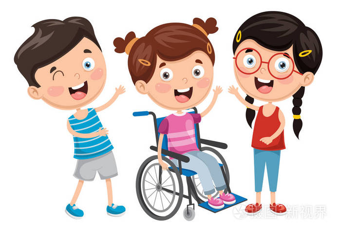 残疾儿童的矢量插图