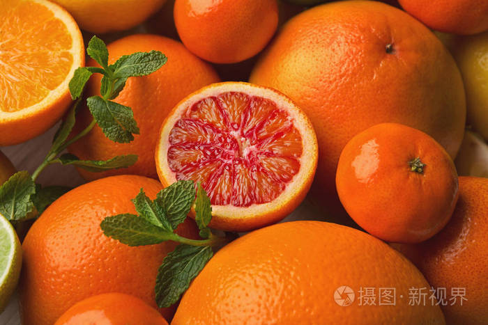 橙色柑橘背景, 特写