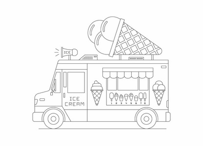 冰淇淋车卡通简笔画图片