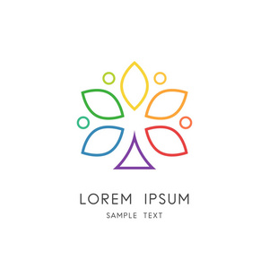 植物的调色板彩色树轮廓标志明亮的植物与叶子或调色板符号.