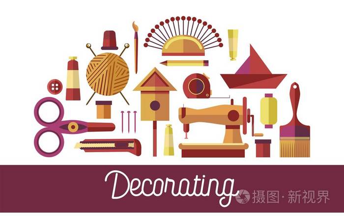 装饰手工艺品工具和艺术设计工具图标的爱好海报.