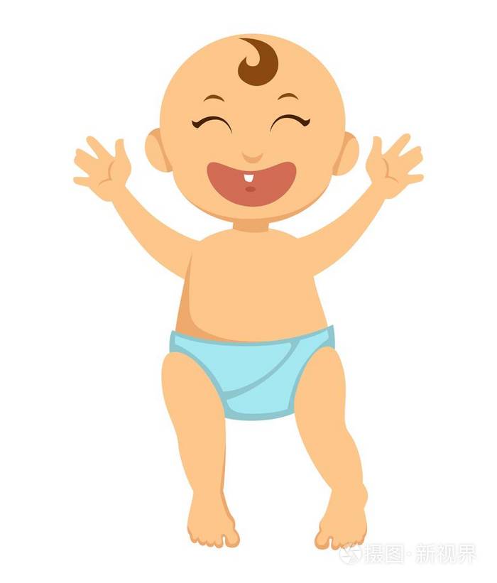 开朗友好可爱的孩子孤立的卡通平面矢量插图白色背景.