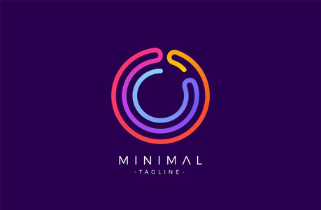 最小线条字体风格o字母标志彩色笔画为个人和企业身份照片