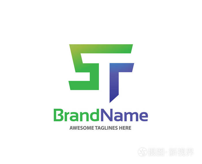 字母st标志设计矢量插图模板字母s和t徽标矢量