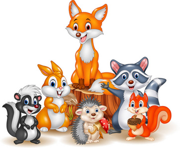 卡通快乐野生动物照片