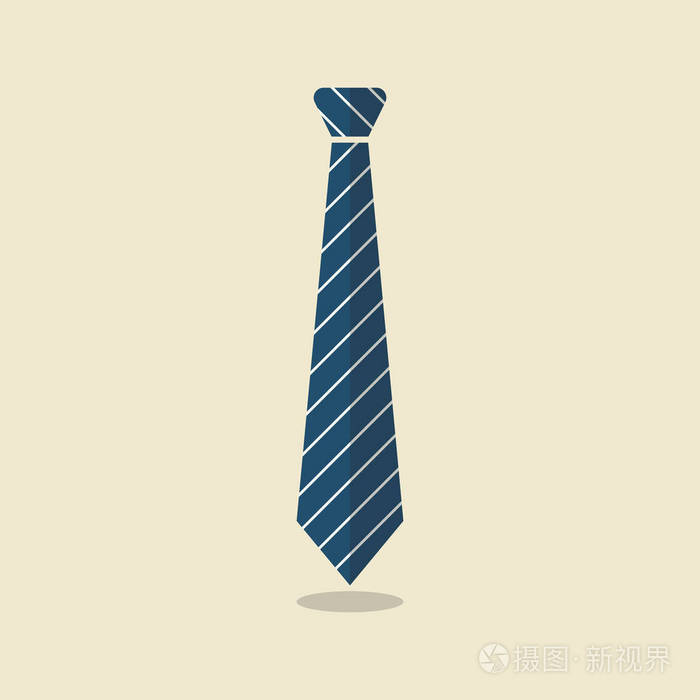 颈部领带矢量插图。 平式设计