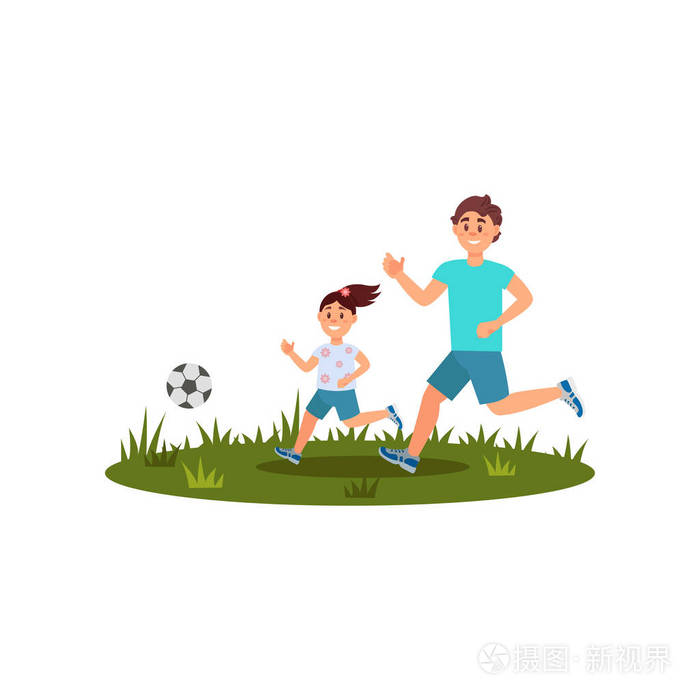 家庭时间.夏季户外活动.平面矢量设计