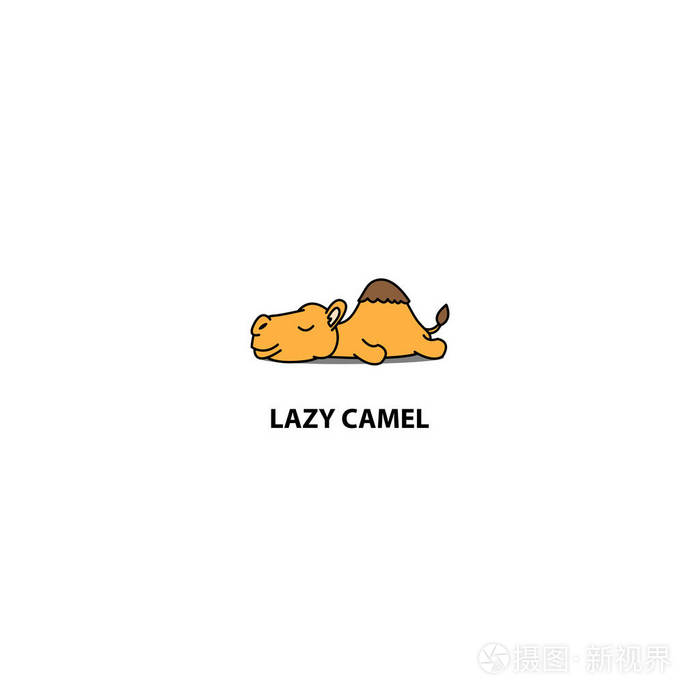 懒骆驼睡眠图标标志设计矢量插图