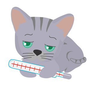 小猫生病了插画