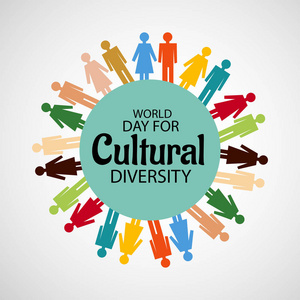文化多样性世界日背景的矢量插图