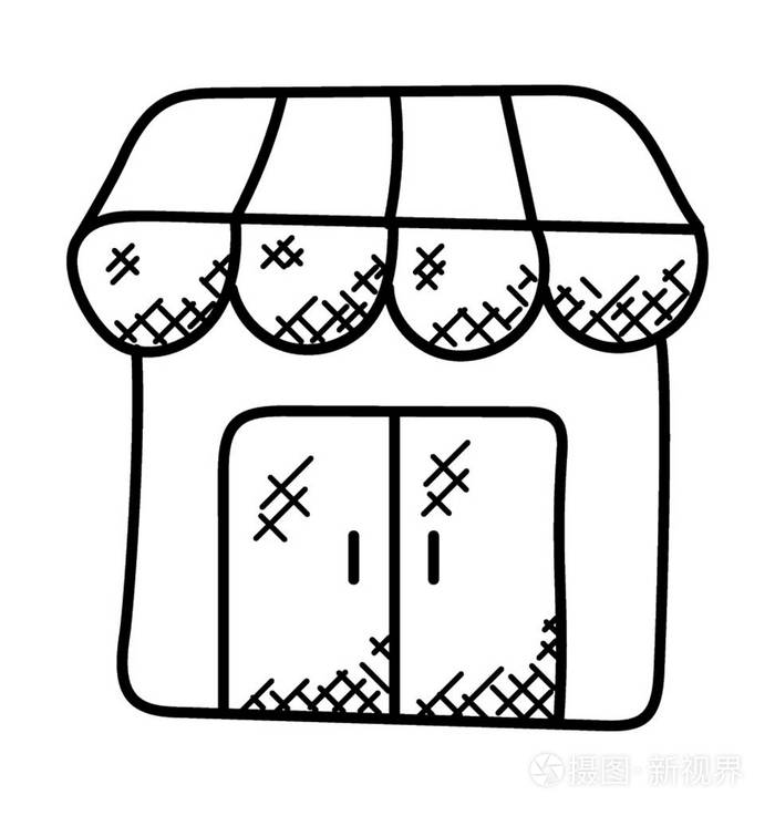 一家当地的杂货店,一家商店的小建筑插画-正版商用图片1s13hk-摄图新