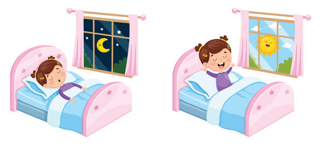 晚上睡觉母女灯图片