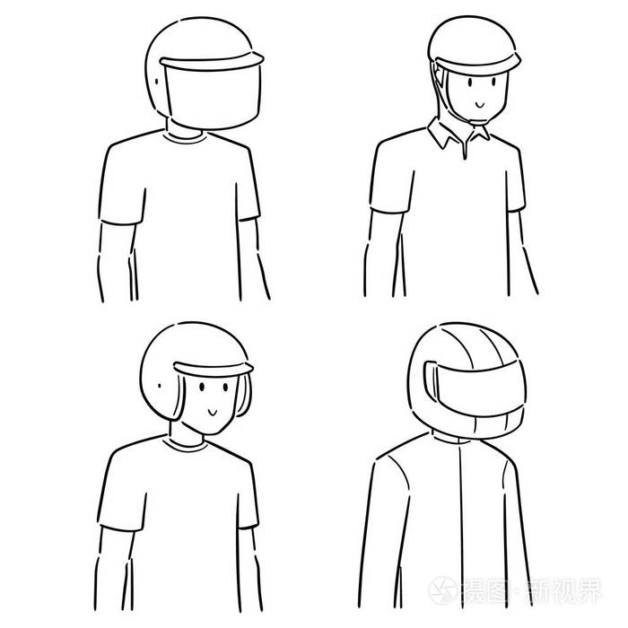 佩戴头盔的人的矢量集插画-正版商用图片1s1izo-摄图新视界