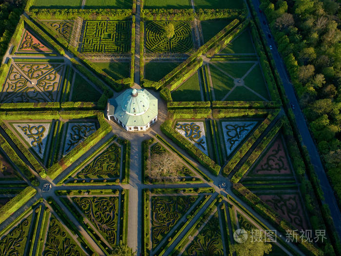 空中垂直视图的特殊几何和对称巴洛克花园