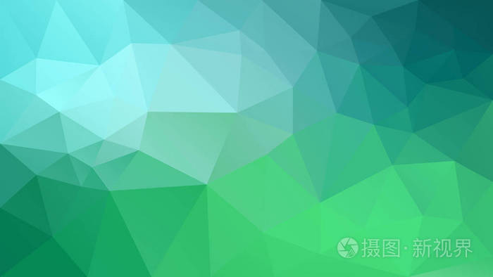 矢量抽象不规则多角形背景三角形低聚图案粘贴弹簧绿蓝青色