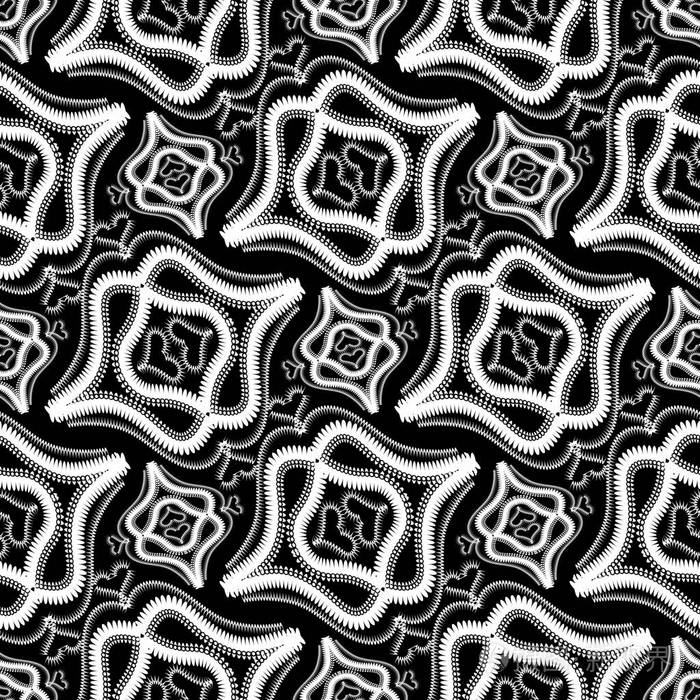 抽象复古黑白矢量无缝图案. 观赏民族风格抽象单色背景.