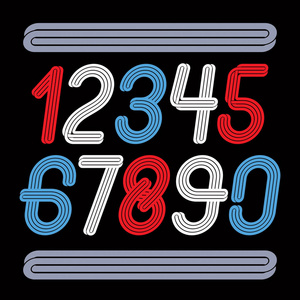 条纹粗体现代矢量粗体数字黑色背景的时髦数字照片