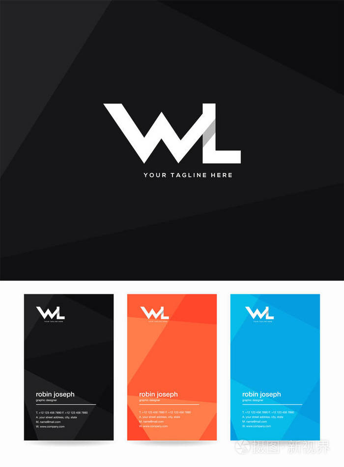 字母标志wl模板名片