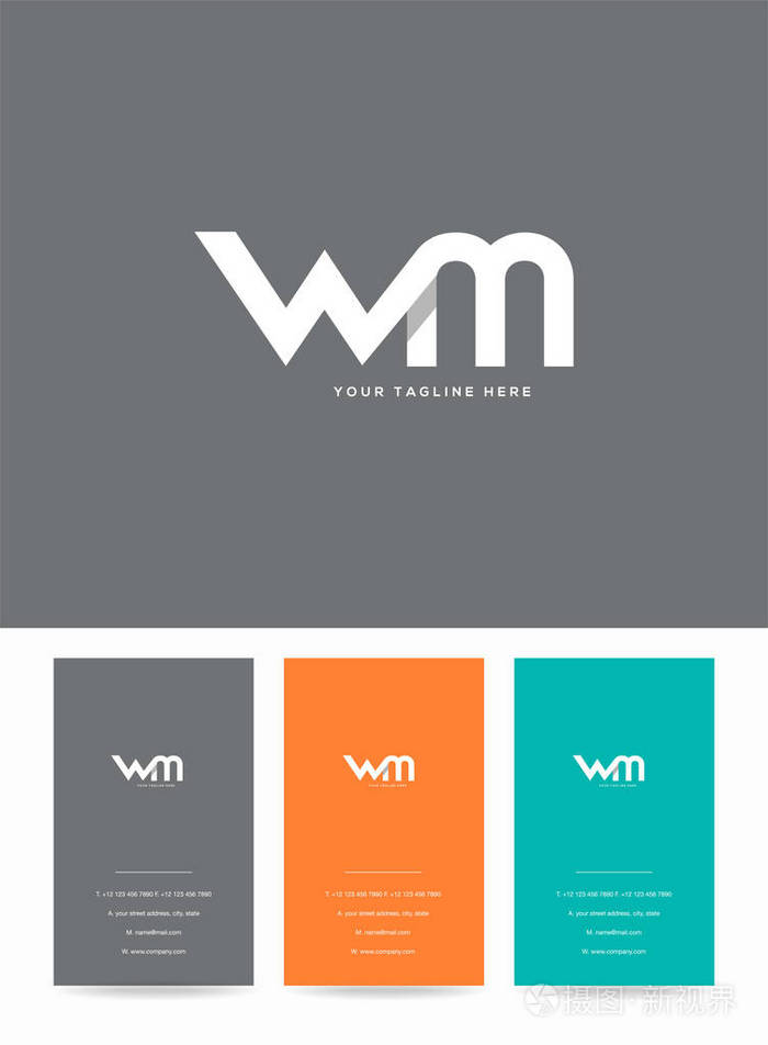 字母标志wm模板名片